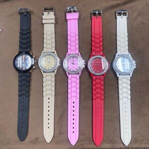 Set of Five Colorful Silicone Strap Watches